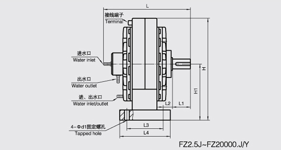水冷磁粉剎車(chē)器外形圖 水冷磁粉剎車(chē)器外形圖